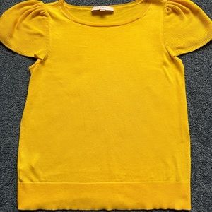 Ann Taylor Loft Yellow Knit Top Short Sleeve Size Small